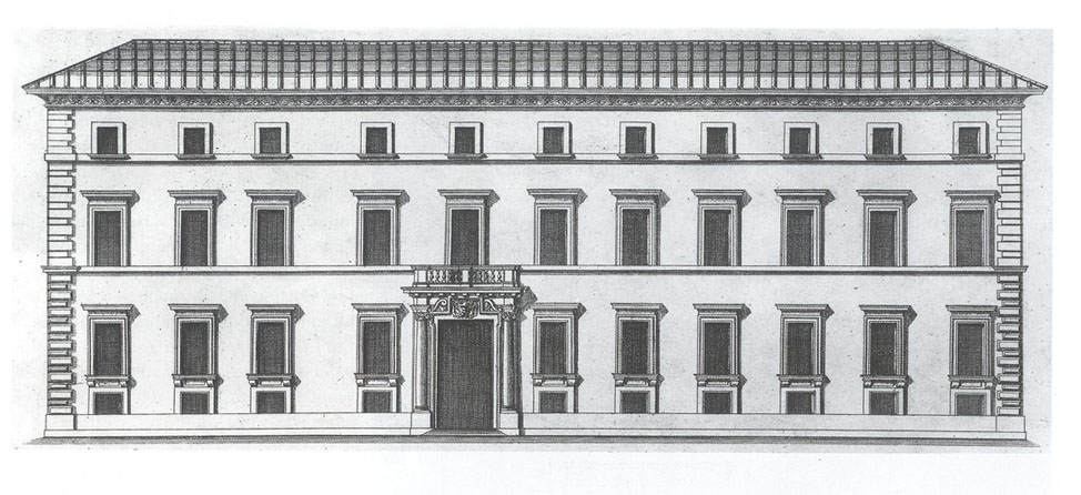 Incisione della facciata, G.B. Falda.jpg (117203 bytes)