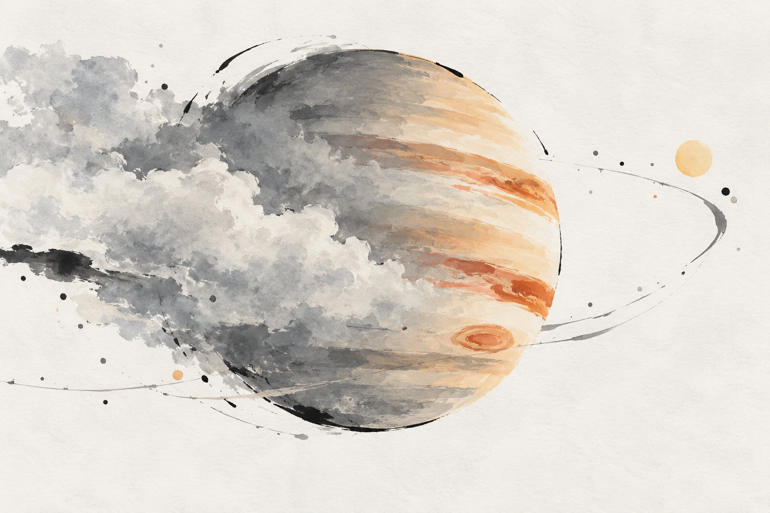 Artistic illustration of a giant exoplanet with a cloudy morning limb and a relatively clear evening limb.
