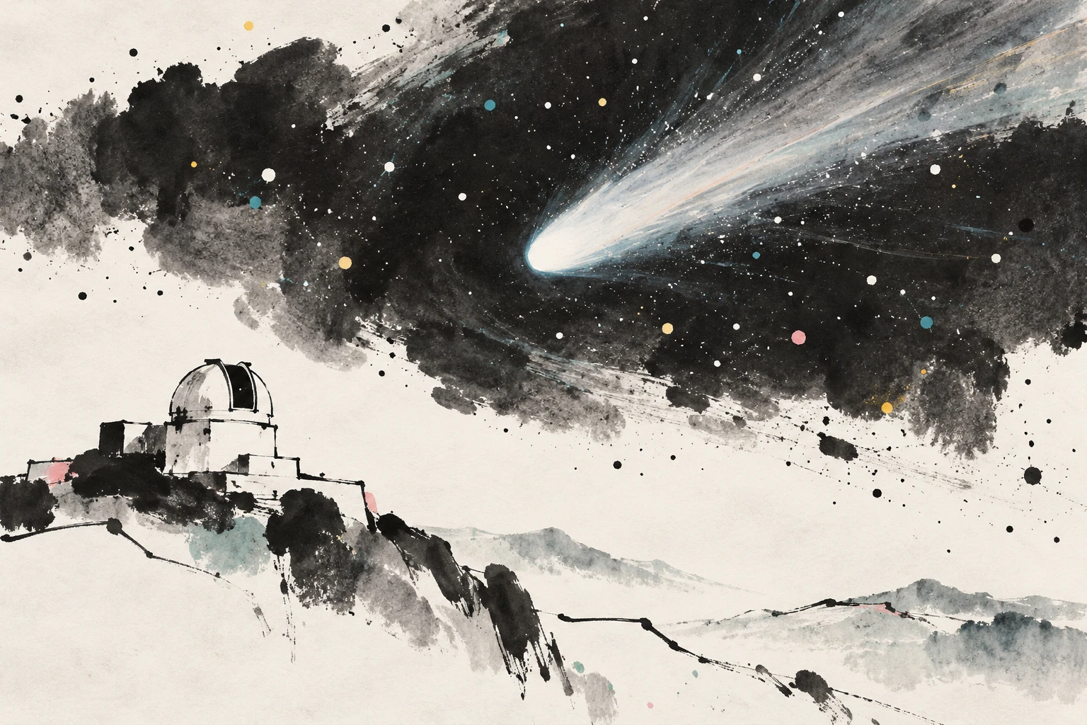 Artistic illustration of an interstellar comet with a glowing tail passing through space, not an actual observation.