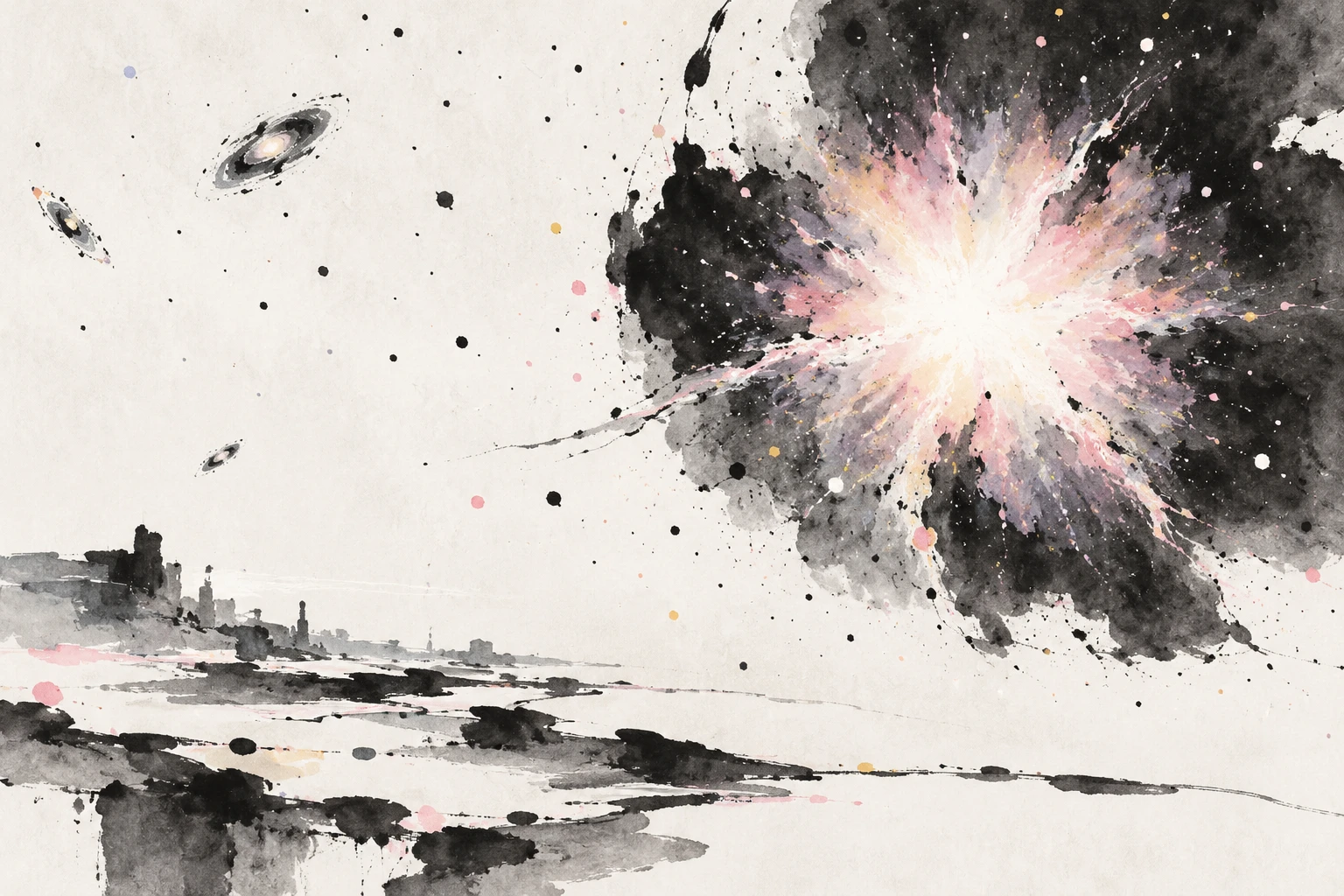 Artistic illustration of a massive primordial star exploding in the early universe.