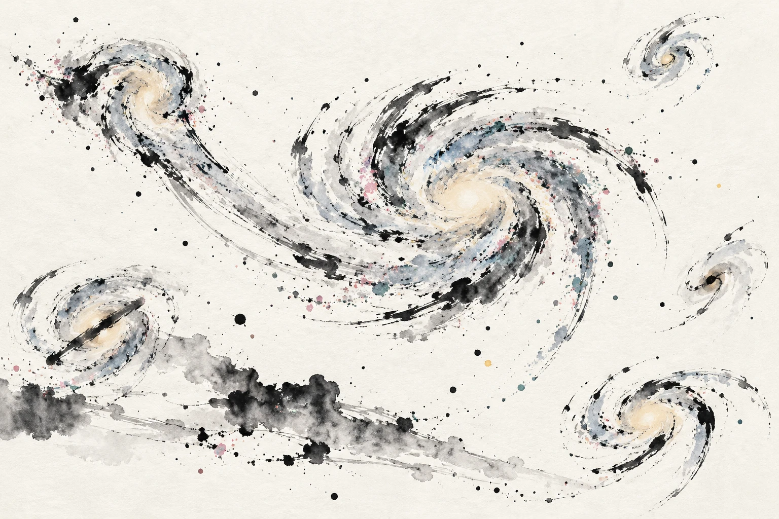Artistic illustration of a spiral galaxy with glowing arms