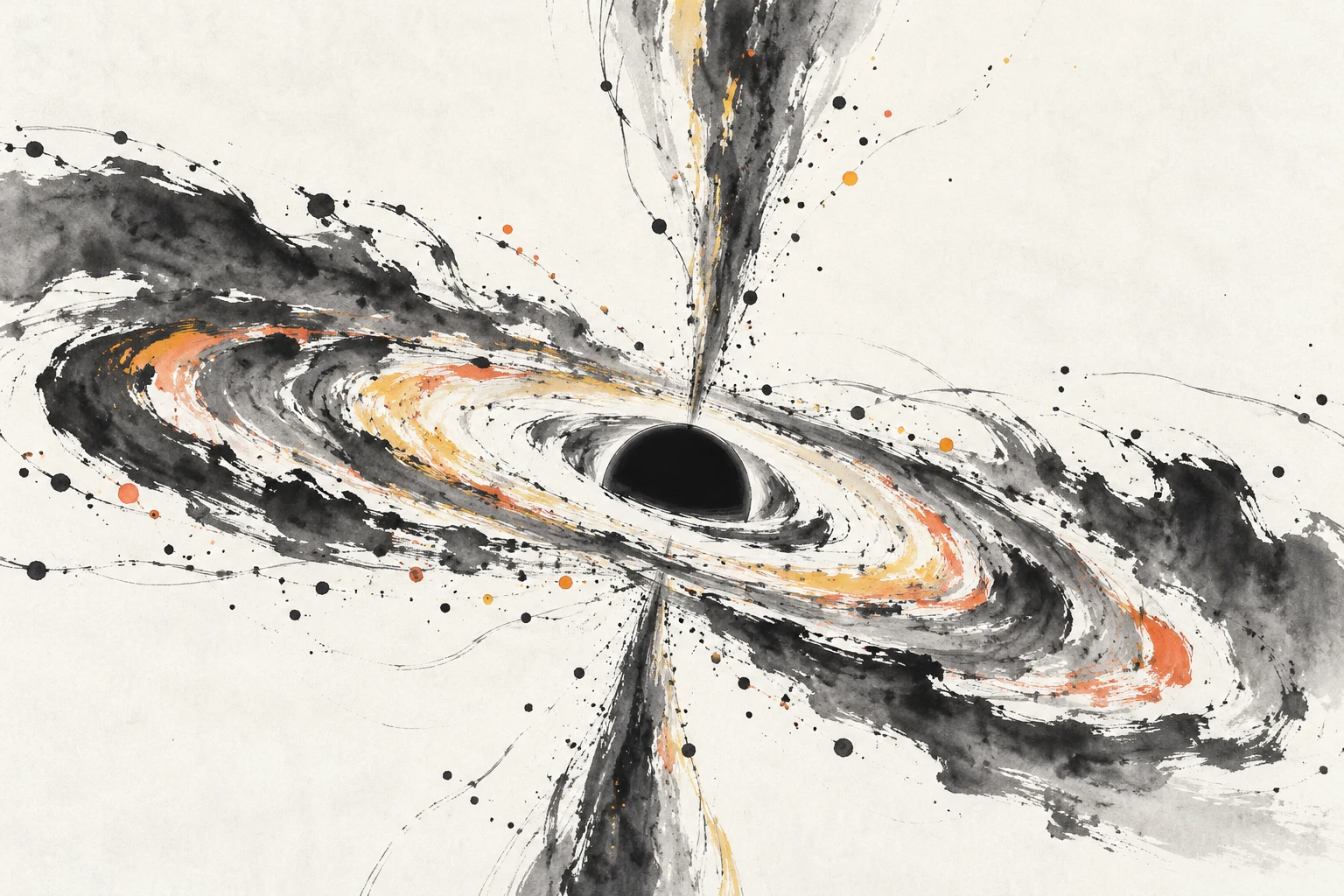 Artistic illustration of a black hole with a turbulent accretion disk and jets.