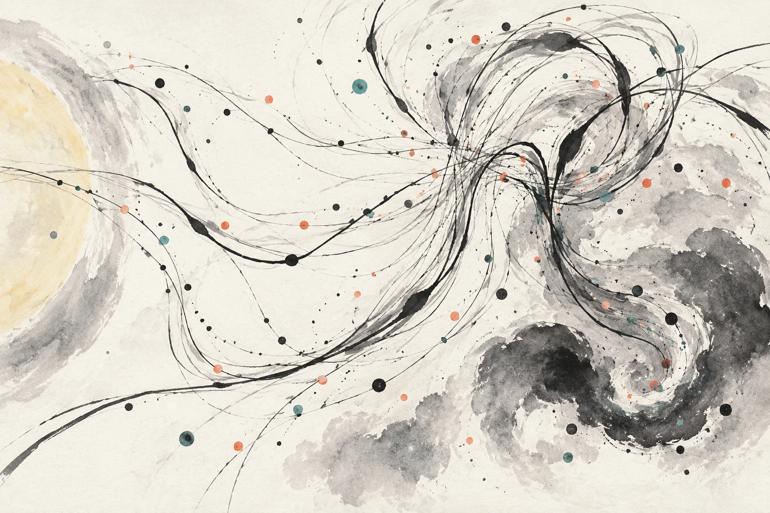 Artistic illustration of electrons spiraling along tangled magnetic field lines in a plasma.