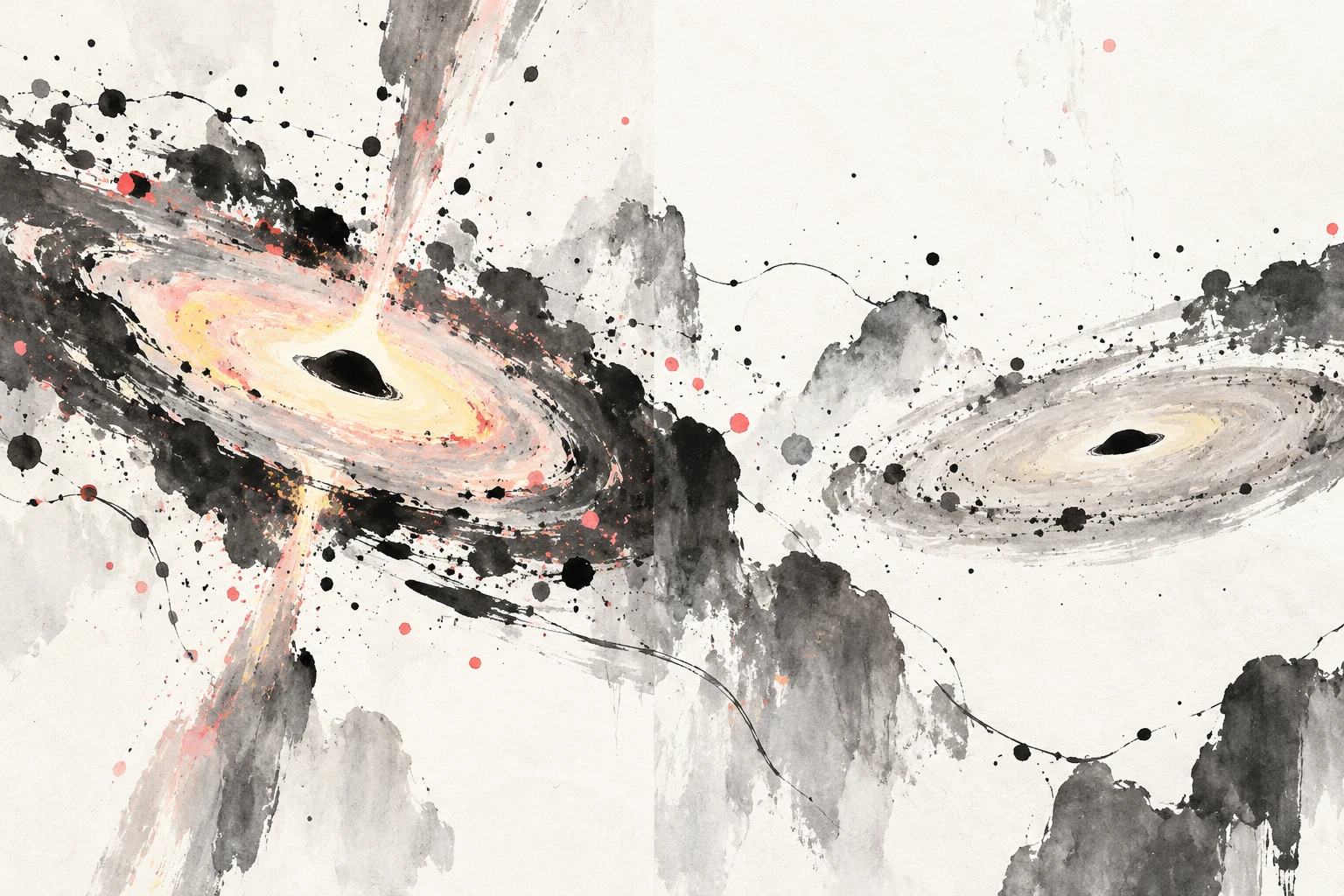 Artistic illustration of a glowing black hole accretion flow with spectral emission lines.