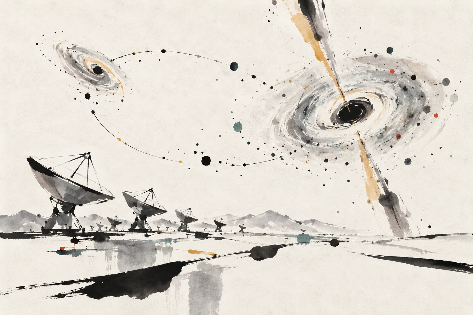 Artistic illustration of polarized light swirling around a supermassive black hole